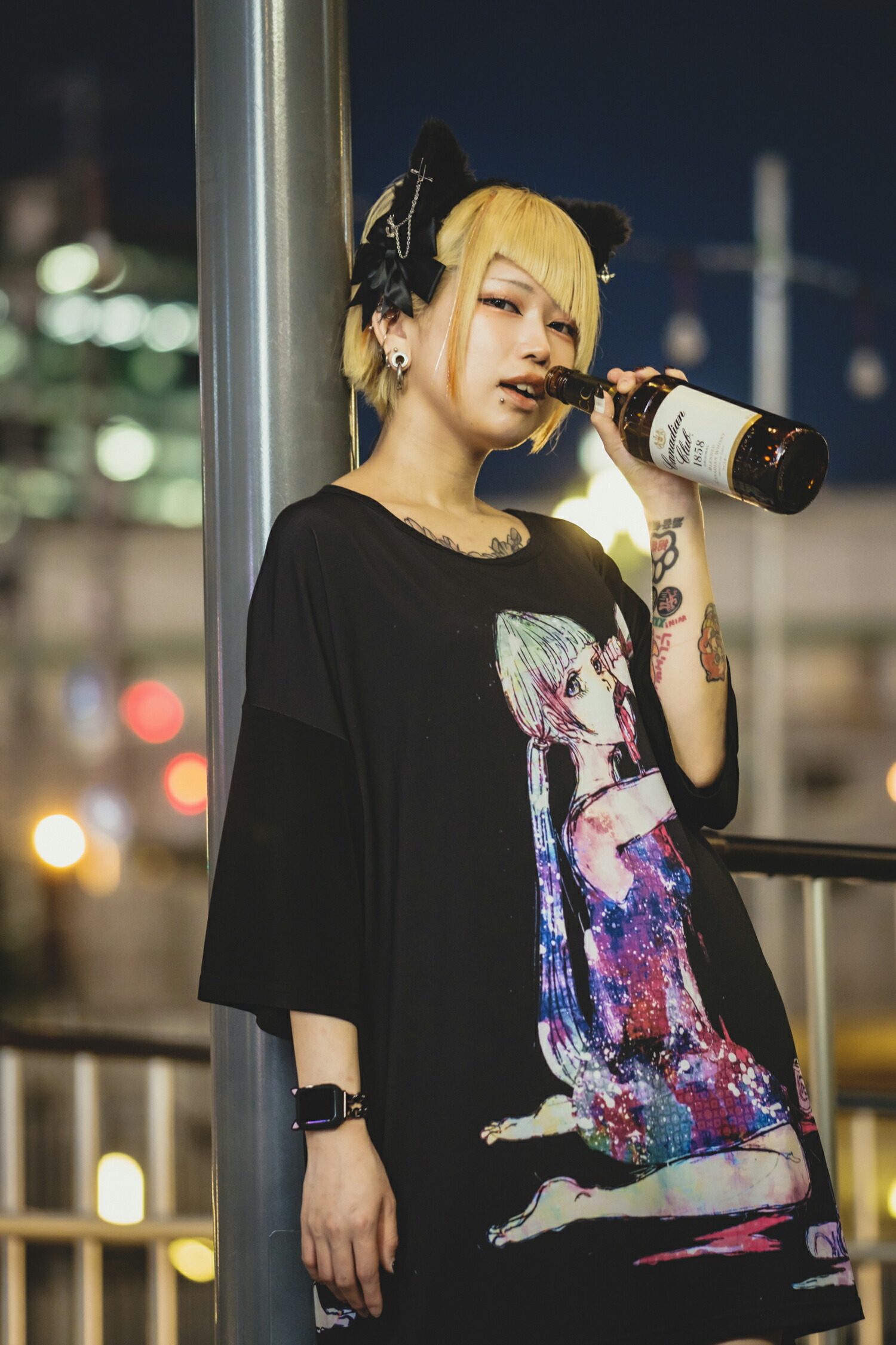 最安 Ankorock アンコロック ビッグ Tシャツ メンズ カットソー レディース ワンピース ユニセックス 服 ブランド 半袖 大きいサイズ ビッグシルエット 黒 ブラック プリント 女の子 ガール アルコール 酒 Salvador10milhas Com Br