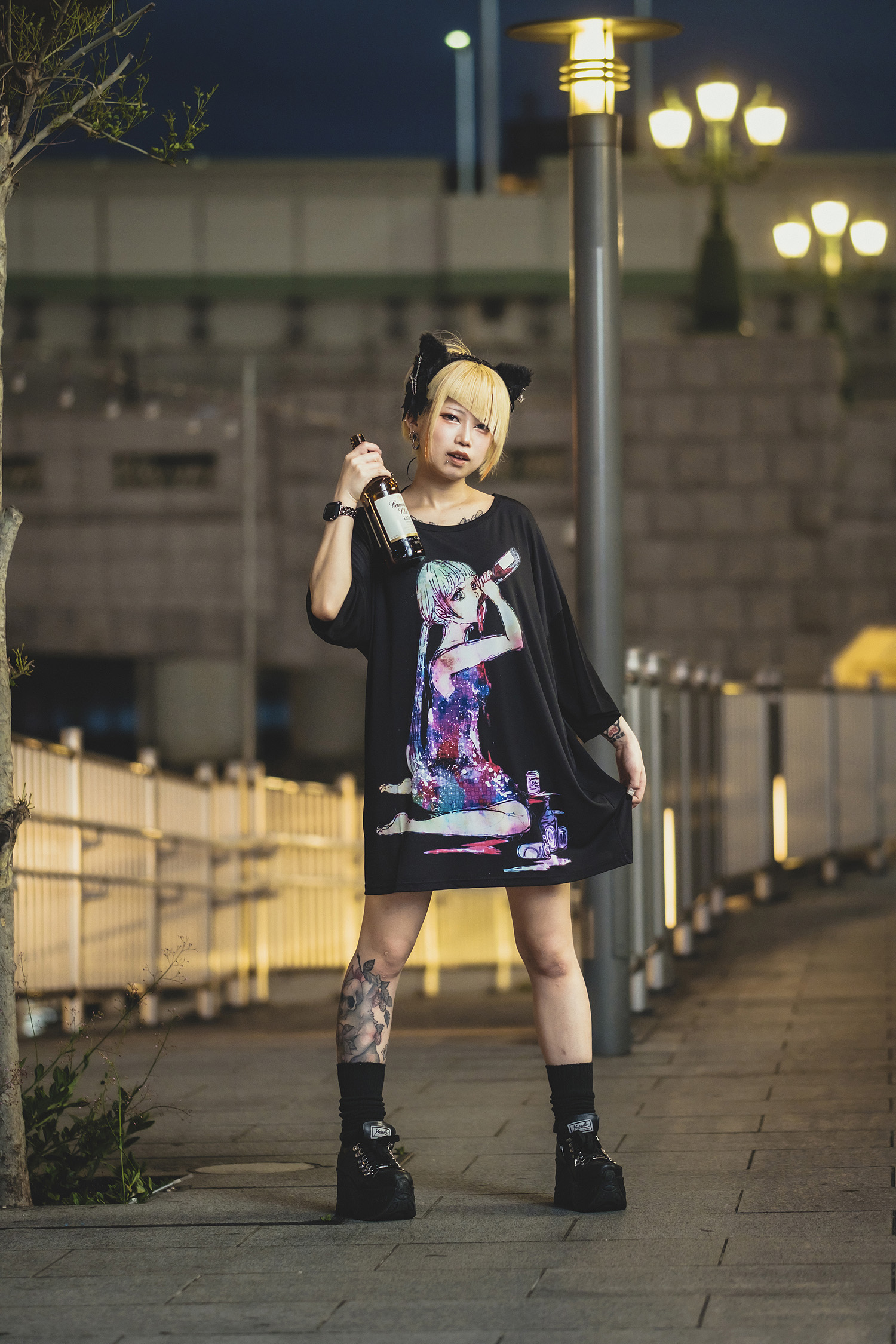 最安 Ankorock アンコロック ビッグ Tシャツ メンズ カットソー レディース ワンピース ユニセックス 服 ブランド 半袖 大きいサイズ ビッグシルエット 黒 ブラック プリント 女の子 ガール アルコール 酒 Salvador10milhas Com Br