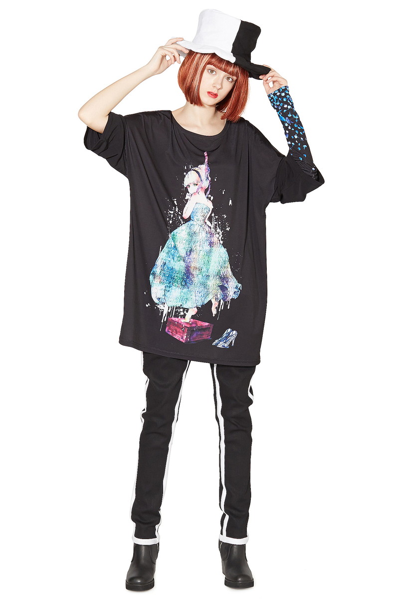 楽天市場 Ankorock アンコロック ビッグ Tシャツ メンズ カットソー レディース ワンピース ユニセックス 服 ブランド 半袖 大きいサイズ ビッグシルエット 黒 ブラック プリント 女の子 ガール シンデレラ Ankorock