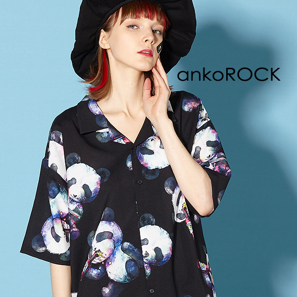 人気ブランドを Ankorock アンコロック シャツ メンズ 開襟シャツ レディース オープンカラーシャツ ユニセックス 服 ブランド 半袖 大きいサイズ ビッグシルエット 黒 ブラック プリント パンダ ぬいぐるみ 最新情報 Proadhyaksa Kejaksaan Go Id