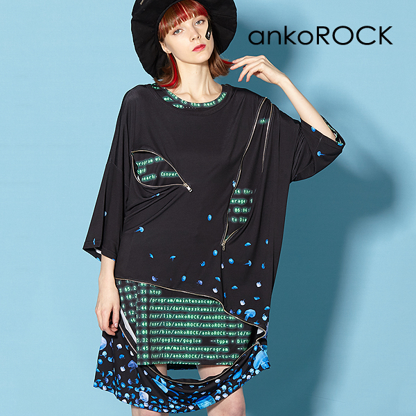 珍しい Tシャツ カットソー ユニセックス ワンピース レディース カットソー メンズ Tシャツ ビッグ アンコロック Ankorock 服 クラゲ バラバラ プリント ブラック 黒 ビッグシルエット 大きいサイズ 半袖 ブランド Www Wbnt Com