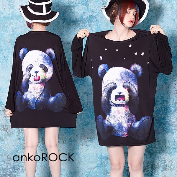 想像を超えての 楽天市場 Ankorock アンコロック Tシャツ メンズ カットソー ワンピース ビッグtシャツ レディース ユニセックス 服 ブランド 長袖 ロンt クルーネック ロング丈 プリントtシャツ パンダ ぱんだ かわいい 大きいサイズ ビッグシルエット オーバーサイズ