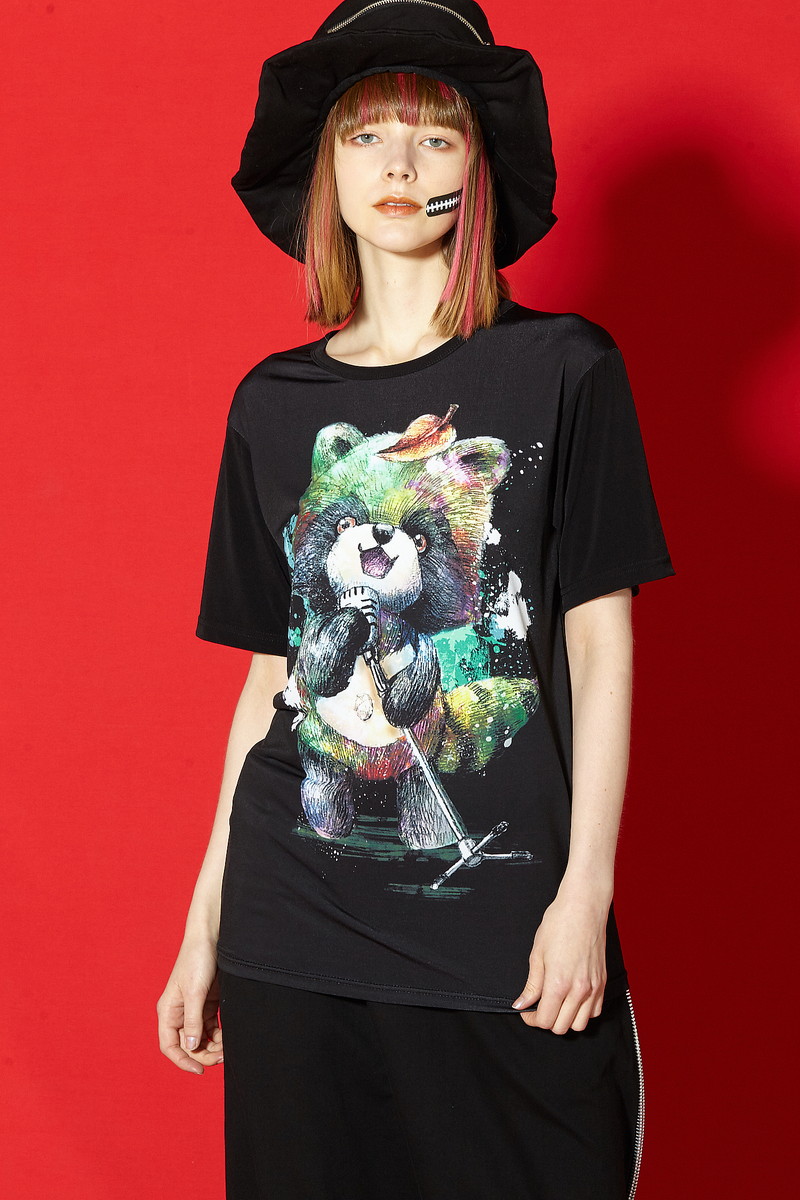 楽天市場 Ankorock アンコロック ビッグ Tシャツ メンズ カットソー レディース ワンピース ユニセックス 服 ブランド 半袖 大きいサイズ ビッグシルエット 黒 ブラック プリント たぬき タヌキ Ankorock
