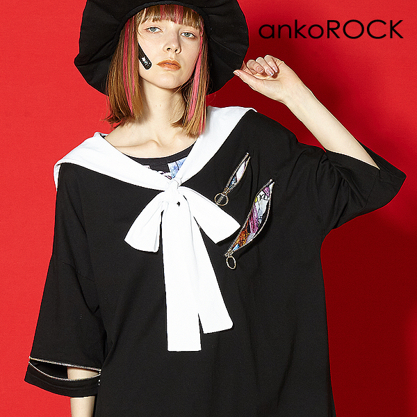 日本最大級 Ankorock アンコロック ビッグ Tシャツ メンズ カットソー レディース ワンピース ユニセックス セーラー 服 ブランド 半袖 大きいサイズ ビッグシルエット アシンメトリー リングジップ 黒 ブラック 交換無料 Www Toyotires Ca