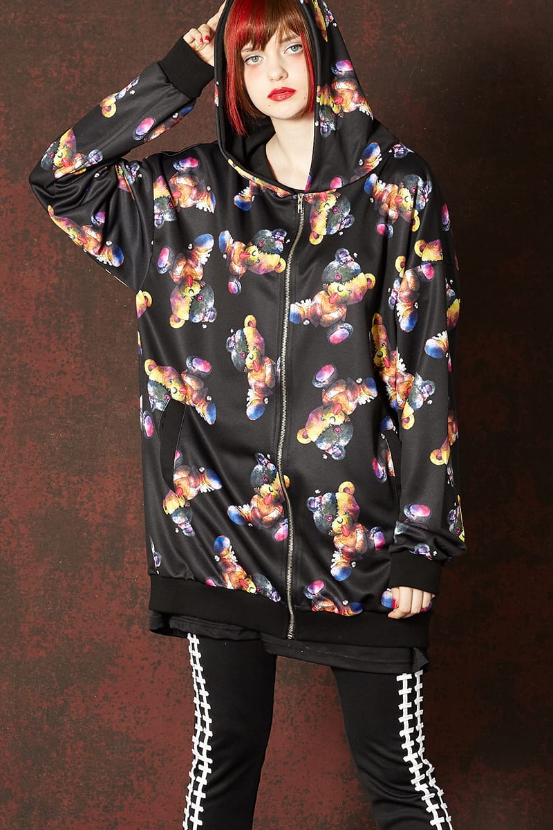 安価 アニマル ブラック 黒 オーバーサイズ ビッグシルエット 大きいサイズ 動物柄 プリント ジップアップパーカー ロング丈 長袖 ブランド 服 ユニセックス レディース ジップパーカー メンズ パーカー Ankorハリネズアンコロック パーカー