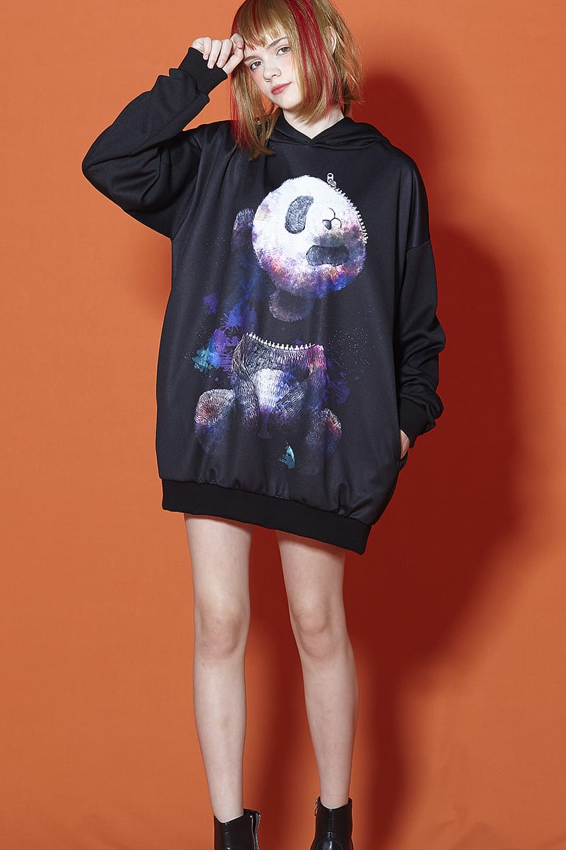 大流行中 Ankorock アンコロック パーカー メンズ プルオーバー レディース ユニセックス 服 ブランド 長袖 厚手 プリント アニマル柄 動物柄 パンダ ぱんだ ビッグシルエット オーバーサイズ 大きいサイズ ロング丈 ブラック 黒 Zipperz ジッパーズ Ankorock 保障