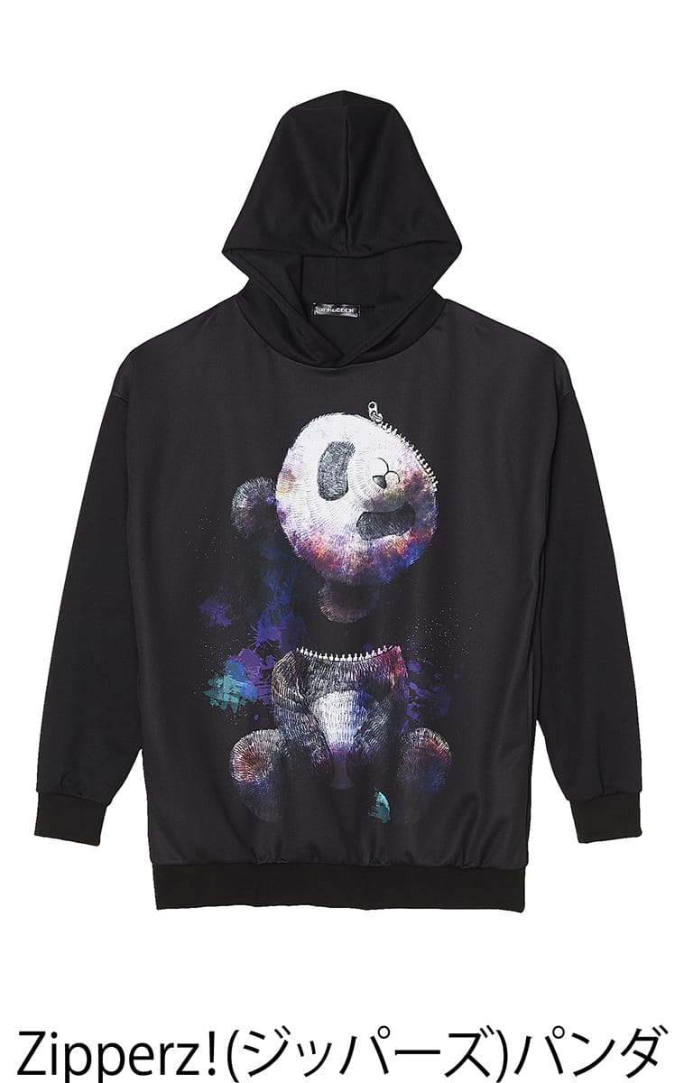 全国組立設置無料 Ankorock アンコロック パーカー メンズ プルオーバー レディース ユニセックス 服 ブランド 長袖 厚手 プリント アニマル柄 動物柄 パンダ ぱんだ ビッグシルエット オーバーサイズ 大きいサイズ ロング丈 ブラック 黒 Zipperz ジッパーズ 肌触りがいい