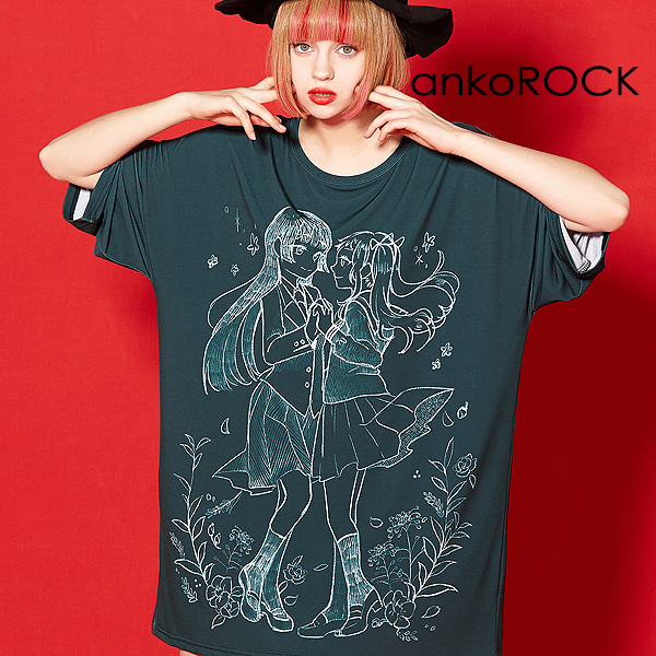 宅送 Nkorock アンコロック Tシャツ メンズ ビッグtシャツ レディース ユニセックス 服 ブランド プリントtシャツ 総柄 女の子 ガールズプリント エモい 半袖 クルーネック ロング丈 大きいサイズ ビッグシルエット オーバーサイズ カットソー ワンピース 黒 最新コレッ