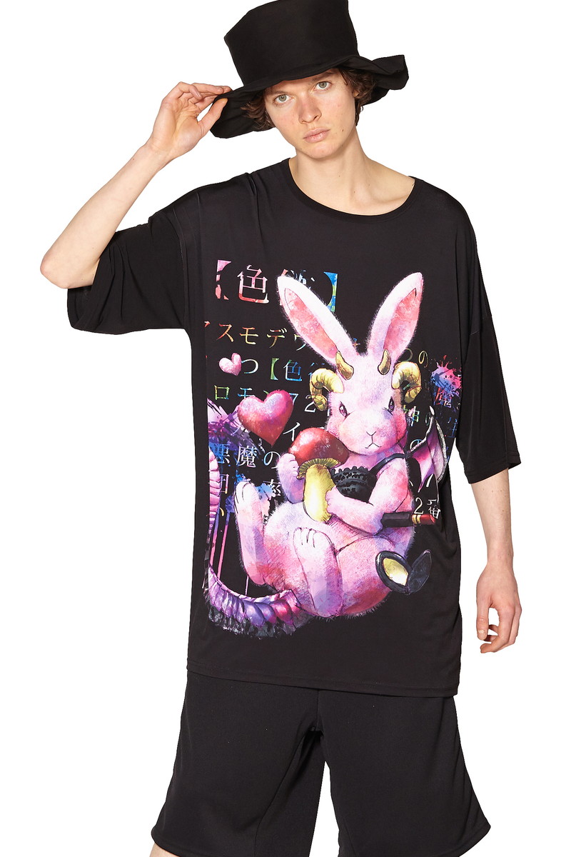 絶対一番安い Ankorock アンコロック Tシャツ メンズ ビッグtシャツ レディース ユニセックス 服 ブランド プリントtシャツ 総柄 アニマル柄 半袖 クルーネック ロング丈 大きいサイズ ビッグシルエット オーバーサイズ カットソー ワンピース 七つの大罪 色欲 悪魔 黒