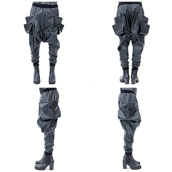 Men Military Style Cargo Leather Pant