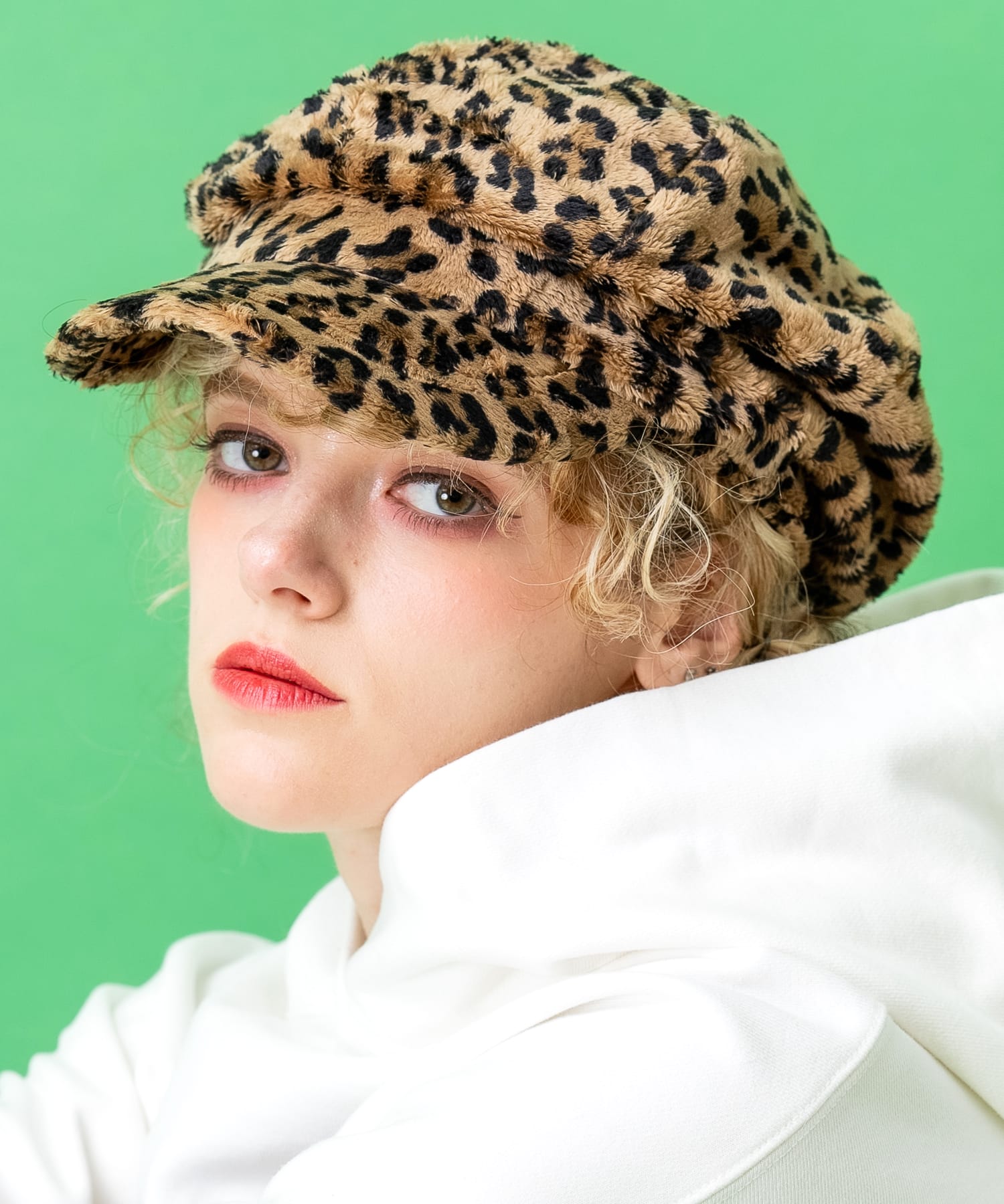 レオパードキャスケット kki.2621 レオパード×レオパードビッグシルエットキャスケット