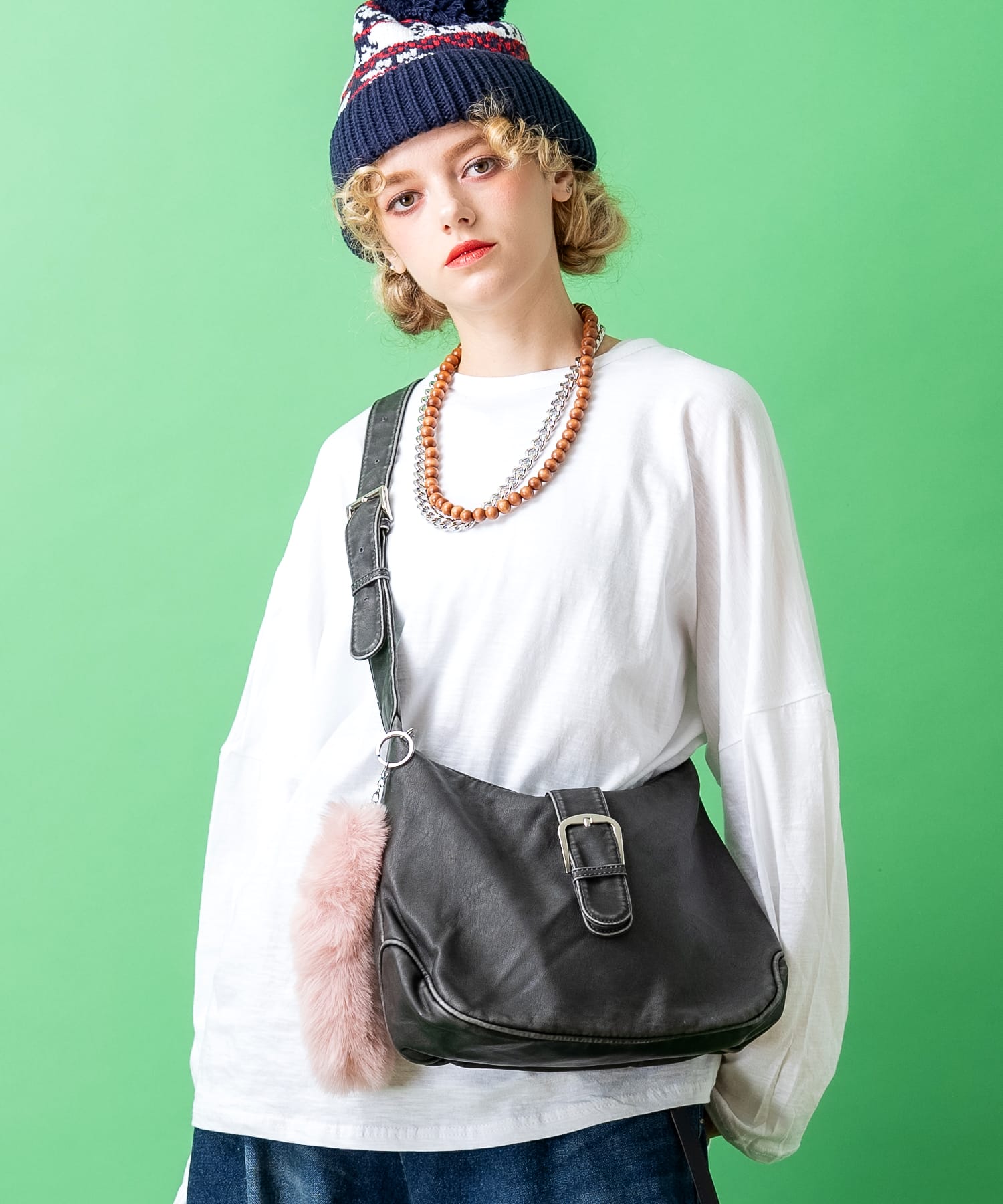 an meets zakka ビンテージテイスト合成皮革ベルトフラップショルダーバッグ / レディース メンズ ユニセックス 鞄 カバン バック｜ankoROCK