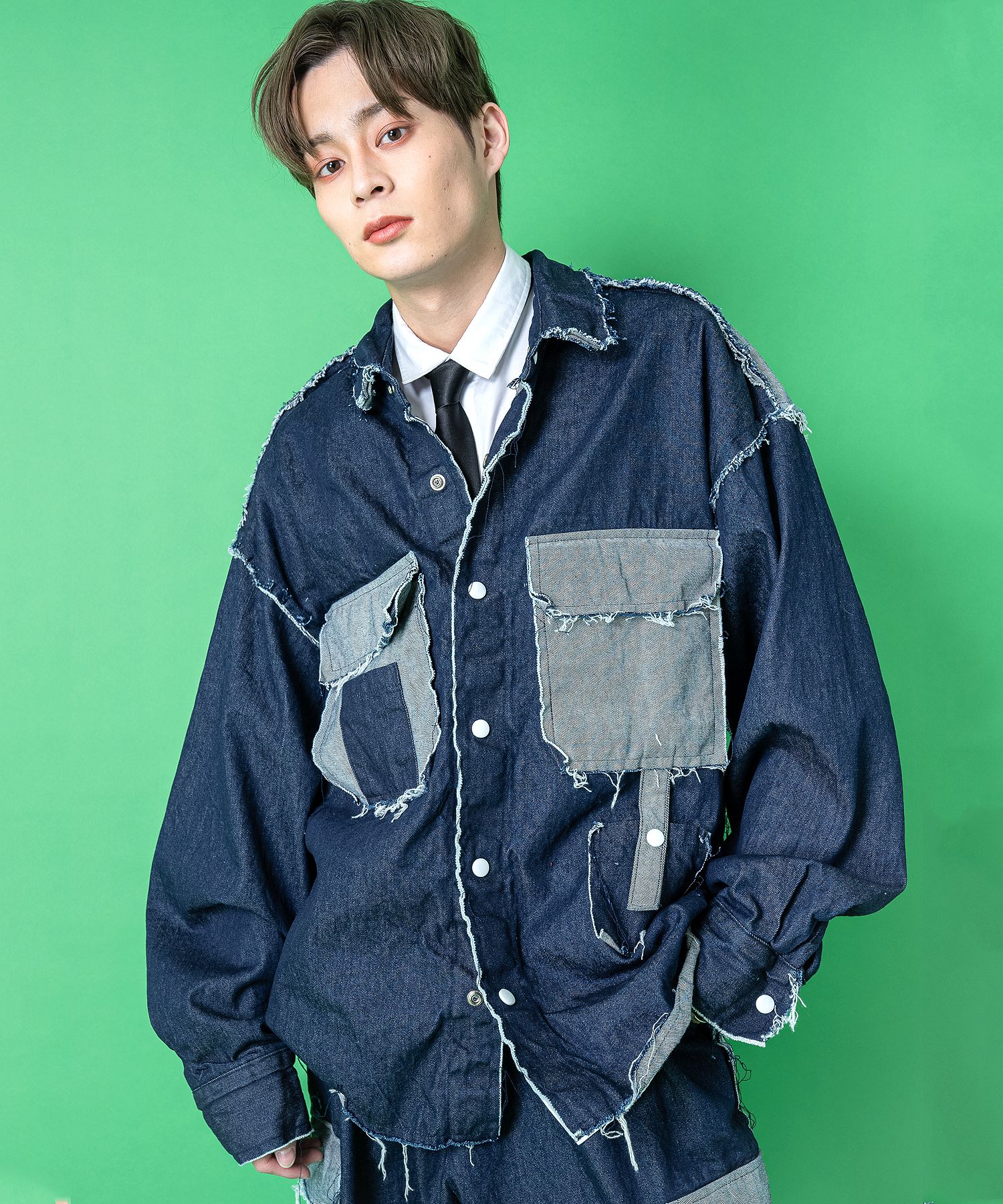 a.p.o.v. ankorock ストライプ デニムブルゾン 半袖 ankoROCK ブルゾン アウター a.p.o.v. -ankoROCK's select- ピン