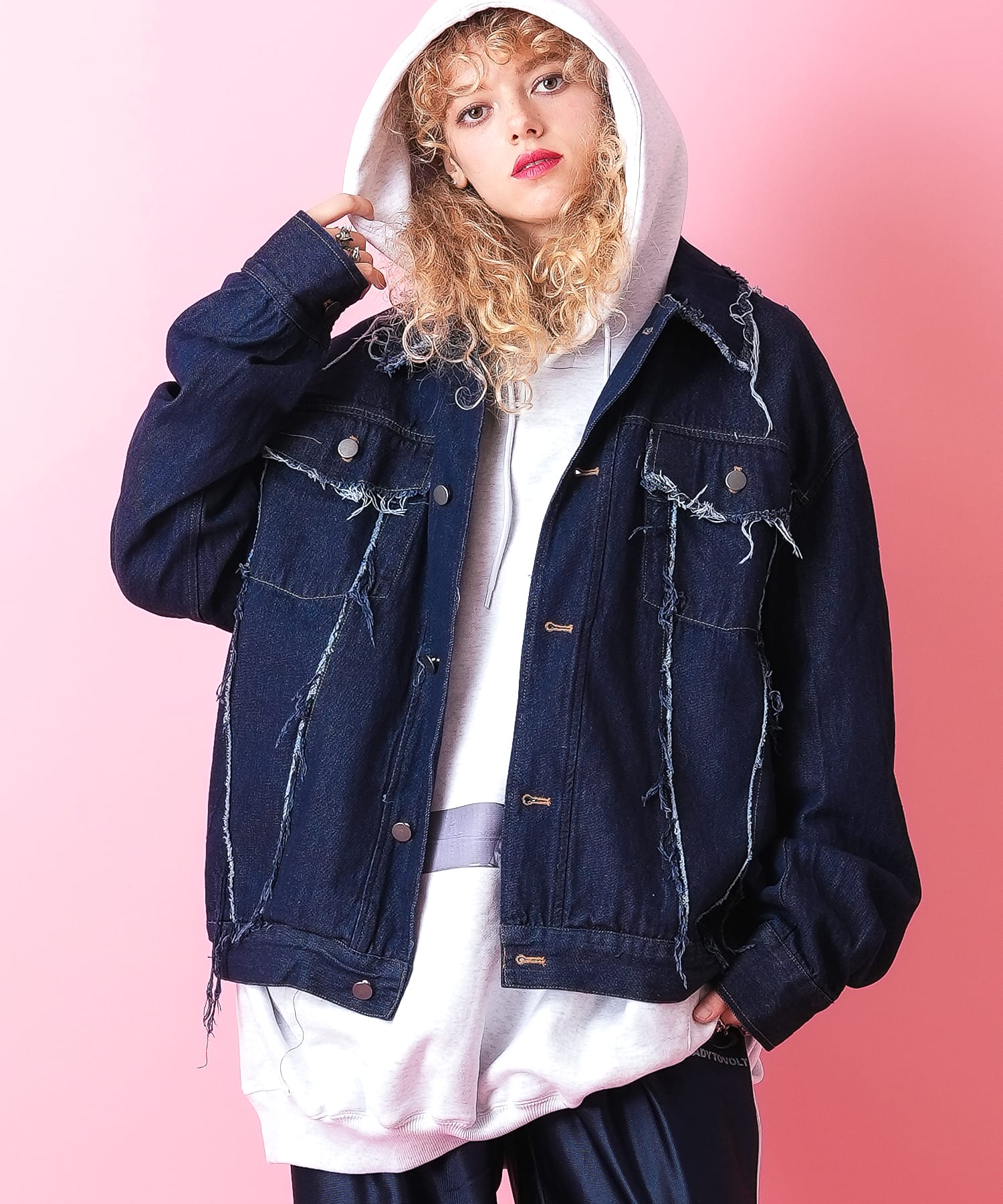 a.p.o.v. ankorock ストライプ デニムブルゾン 半袖 ankoROCK ブルゾン アウター a.p.o.v. -ankoROCK's select- ピン