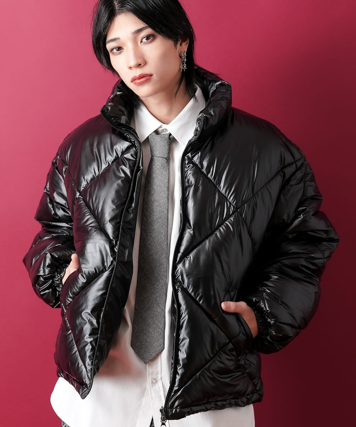 a.p.o.v. リバーシブルキルティング中綿上衣 / メンズ レディース ユニ一発やる パディング パフ 上衣 厚地の外套大きさ 立ち襟