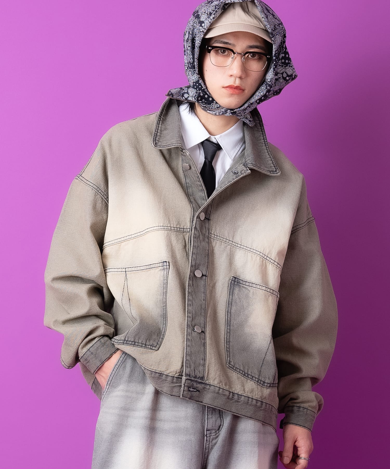 a.p.o.v. ankorock ストライプ デニムブルゾン 半袖 ankoROCK ブルゾン アウター a.p.o.v. -ankoROCK's select- ピン
