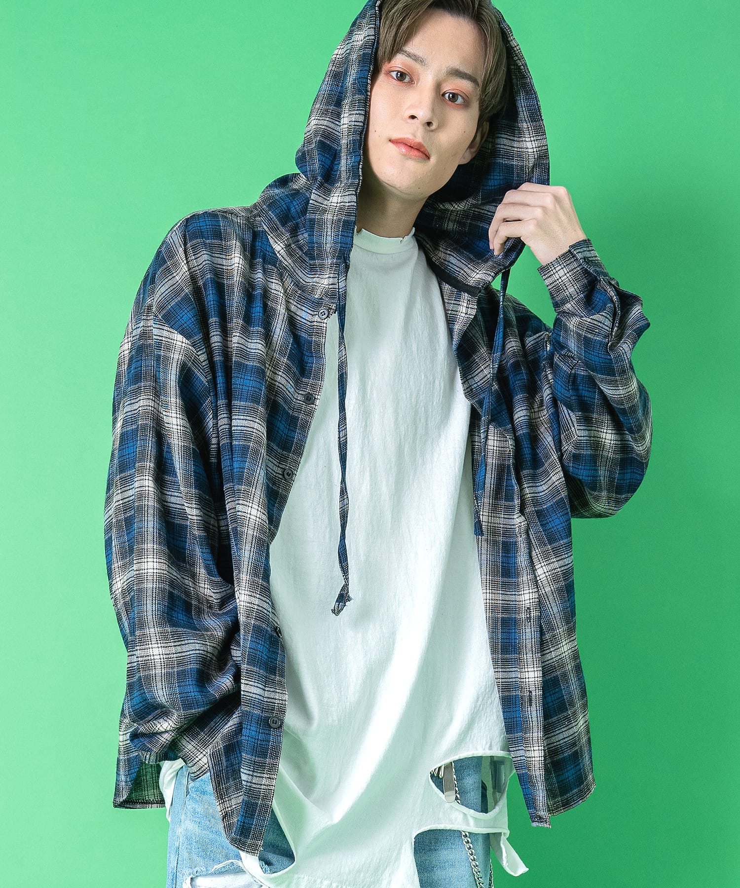 a.p.o.v. チェック柄ネルフーディーシャツ 12,472円