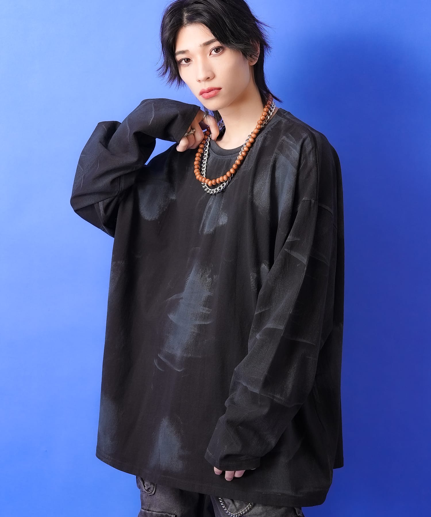 a.p.o.v. ダートスプレーペイントカットソー / メンズ レディース ユニセックス 長袖 ロングTシャツ ロンT オーバーサイズ