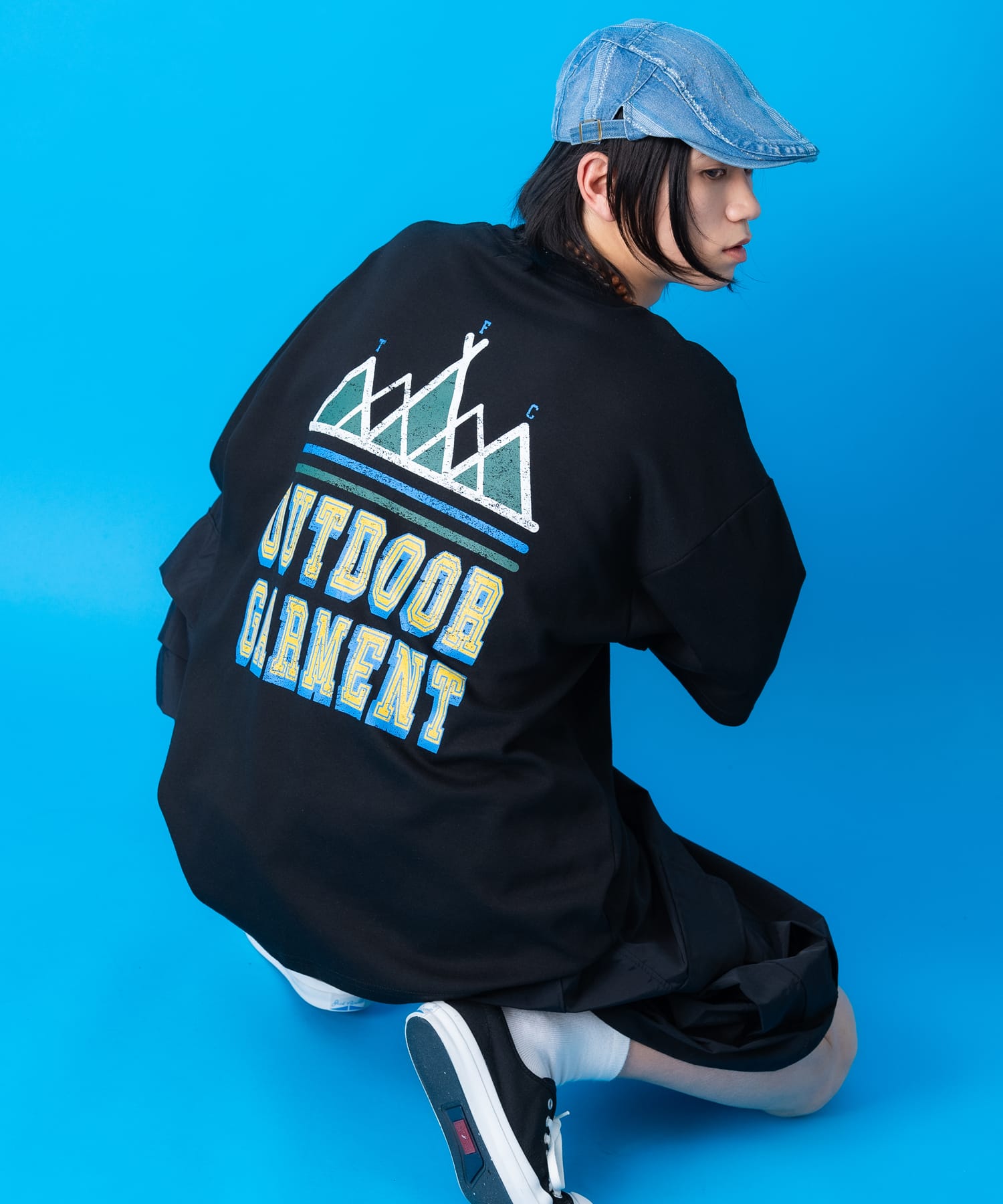 a.p.o.v. パラコードデザインリバースポケットバックビッグプリントオーバーサイズTシャツ / 半袖 カットソー メンズ レディース ユニセックス アウトドアテイスト