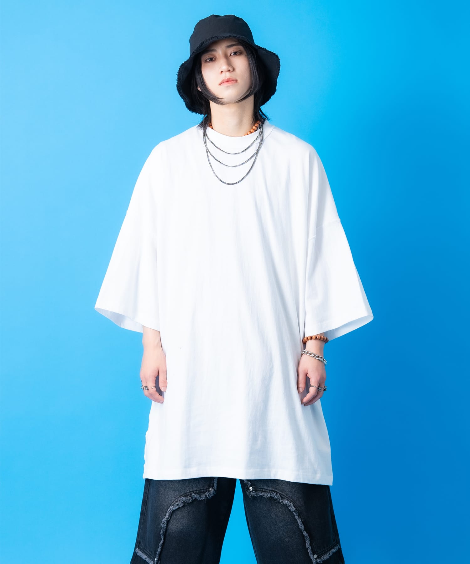 a.p.o.v. モンスタービッグシルエットリバース生地Tシャツ / 半袖 カットソー メンズ レディース ユニセックス ロング丈 オーバーサイズ 無地
