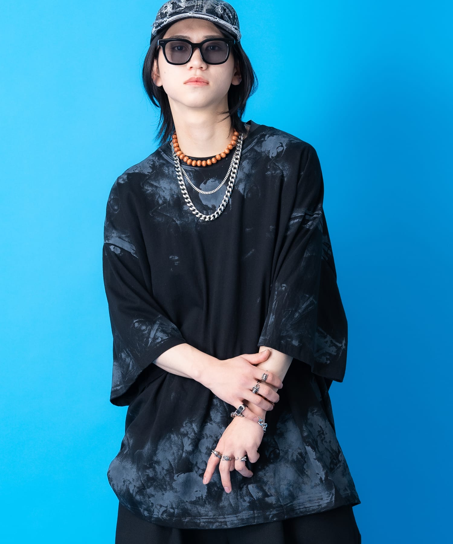 a.p.o.v. ダートペイントオーバーサイズTシャツ / 半袖 カットソー メンズ レディース ユニセックス コットン 柄 プリント|ankoROCK