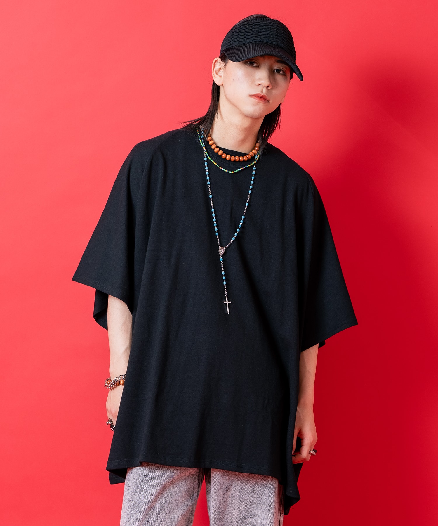 a.p.o.v. オーバーサイズライトスウェットポンチョTシャツ / 半袖 スエット カットソー メンズ レディース ユニセックス 無地 ビッグシルエット