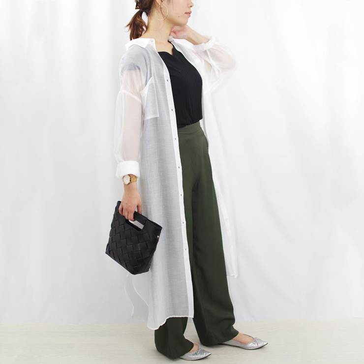 楽天市場 Sale セール ワンピース 春 夏 レディース ファッション ゆったり 体型カバー 30代 40代 シャツワンピ シースルー シアー カジュアル ガウンワンピ アンルル Anlulu プチプラ アンルル