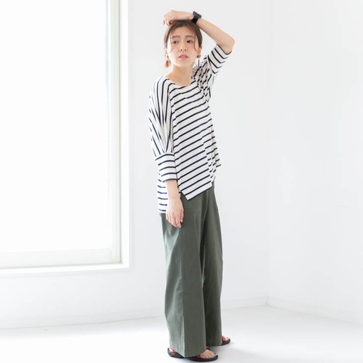 楽天市場 Sale セール レディース ファッション 30代 40代 春 夏 ゆったり 体形カバー トップス ハーフスリーブ カジュアル シンプル ボーダー ドルマン ベーシック プチプラ アンルル