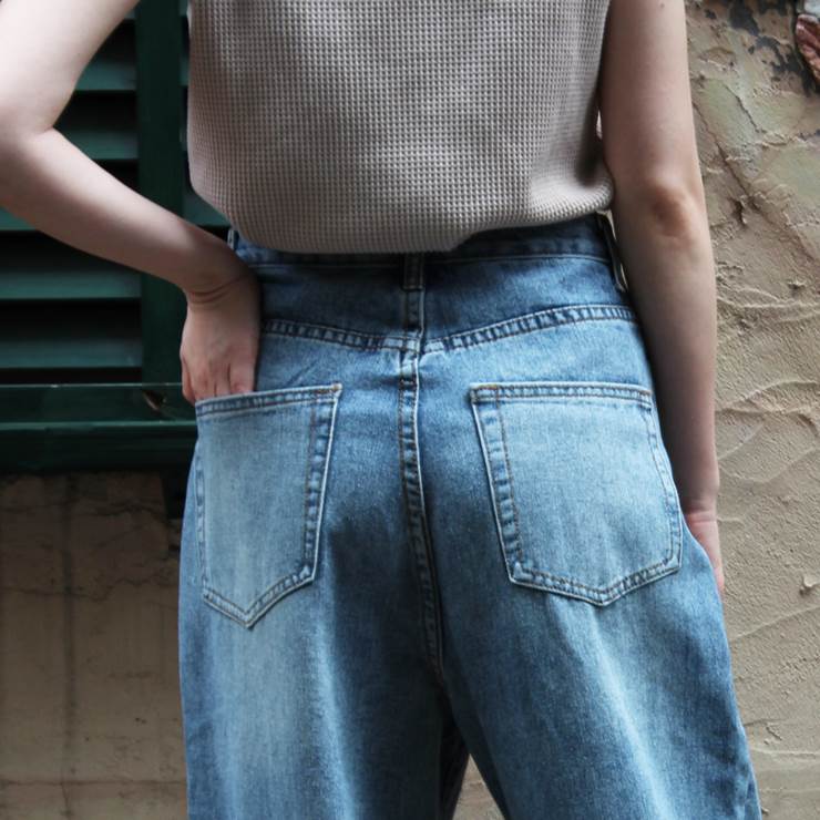 楽天市場 Sale セール レディース ファッション 大きいサイズ 40代 30代 秋 冬 パンツ ハイウエスト ジーンズ ビッグサイズ 脚長 ゆるカジ カジュアル デニム プチプラ アンルル