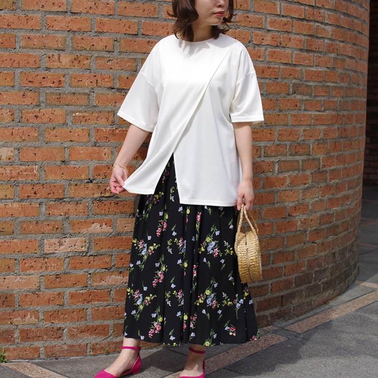 楽天市場 Sale セール Tシャツ レディース 半袖 カジュアル トップス ファッション 春 夏 2way シンプル ドロップショルダー ラップシャツ 無地 部屋着 プチプラ アンルル