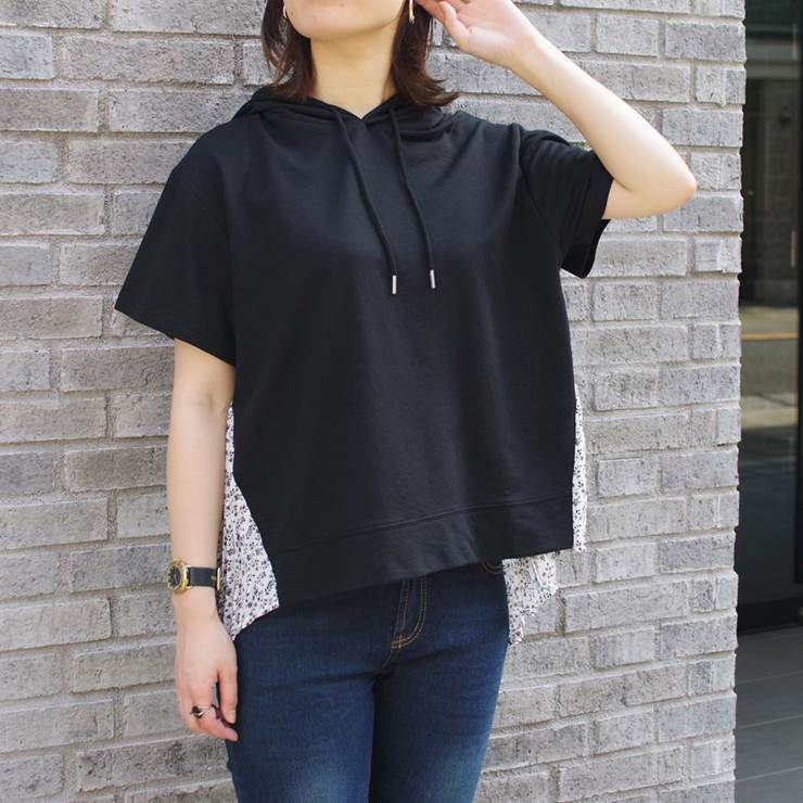 楽天市場 Sale セール トップス 半袖 レディース ファッション 春 夏 ゆったり 体型カバー バックプリーツ フード パーカー 40代 30代 カジュアル プチプラ アンルル