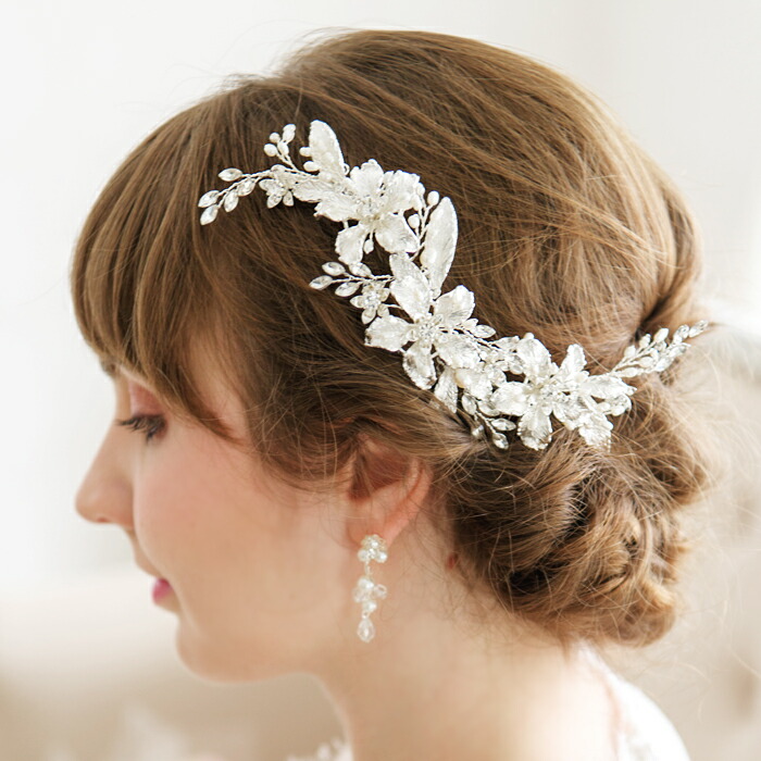 人気特価激安 プラチナカラー花嫁ヘア コーム付お花ヘッドピース ヘッドドレス 髪飾り ウェディング ヘッドドレス ビジュー 正規店仕入れの Www Caymanislandsrealty Com