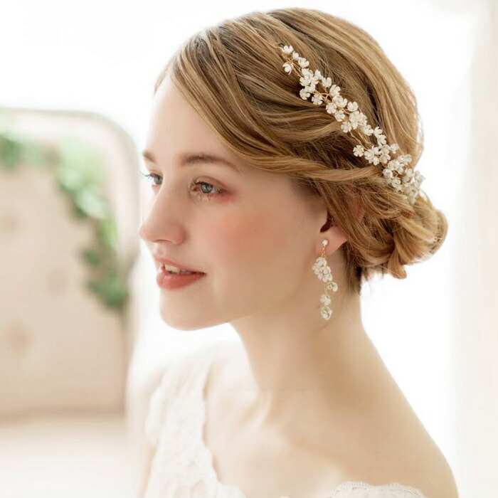 ナチュラルなヘッドドレス 花モチーフ白色の可憐な小花 ウェディング ヘッドドレス ゴールド ウェディングヘッドドレス 花 Ma06 Natural Gaz Org