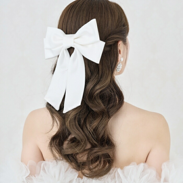 【上質のベルベットリボン】 リボンヘッドドレス　リボン　リボンボンネ　フォトウェディングブライダル 花嫁 結婚式 ブライダルアクセサリー ウエディングアクセサリー　アクセサリー 海外挙式 パーティー アイテム 着物 和装　髪飾り