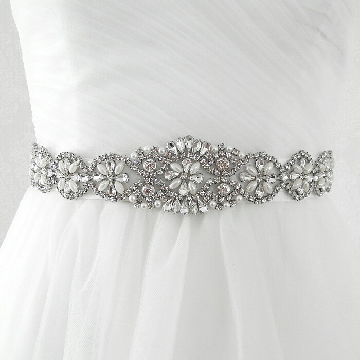 サッシュベルト ウェディング 手作り サッシュベルト ウエディング 結婚式 ビジュー ブライダル サッシュベルト リボン パール ウェディングドレス 安い ブライダル ウエストベルト 【メール便/無料】