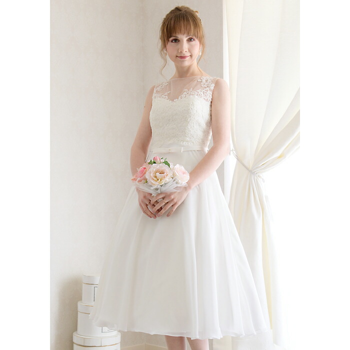 ナチュラル花嫁ミモレ丈 自然なフレアスカート ウエディングドレス ミモレ 二次会 花嫁ドレス 二次会ドレス ミモレ ミモレ丈 ウェディングミディアム アンクル丈 ミモレ丈 ウェディングドレス Capelle Fotografeert Nl