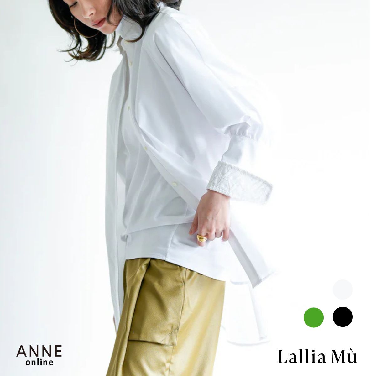 ◇ LalliaMu ラリアムー レース カフ チュニック │ レディース シャツ ブラウス ビジネス 長袖 七分袖 おしゃれ ゆったり 襟付き 白 黒 綿 開襟 きれいめ 春 秋 オフィス 17,325円