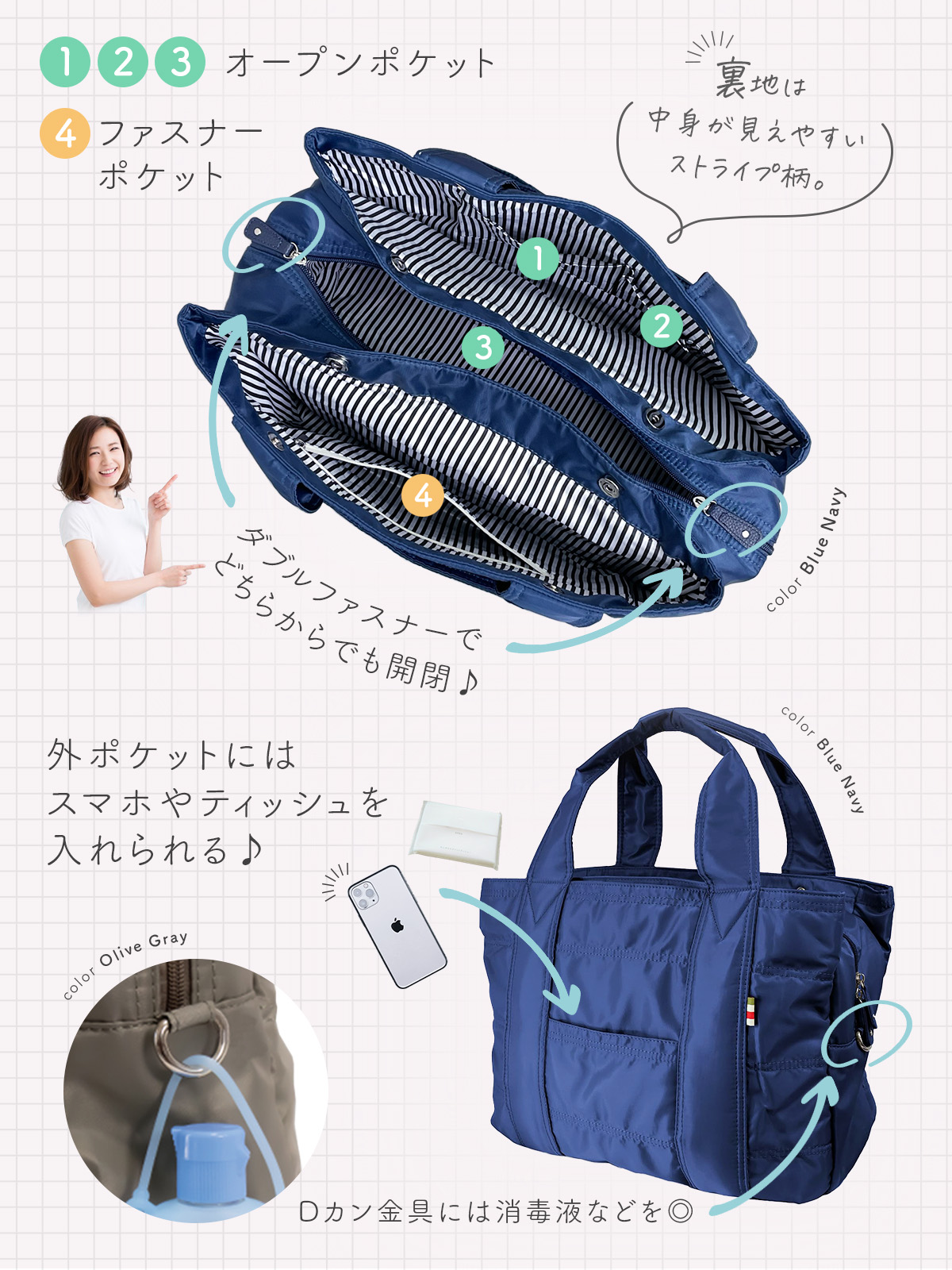 青色 5点セット マザーズバッグ 12/4 スーパーSALE／ マザーズバッグ 【楽天1位！高評価☆4.56】高見え