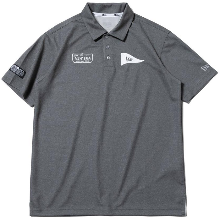 9月3日入荷分 ニューエラ ゴルフ 半袖ポロシャツ 鹿の子 ダブルロゴ グレー メンズ ゴルフウェア 21秋冬 Sermus Es
