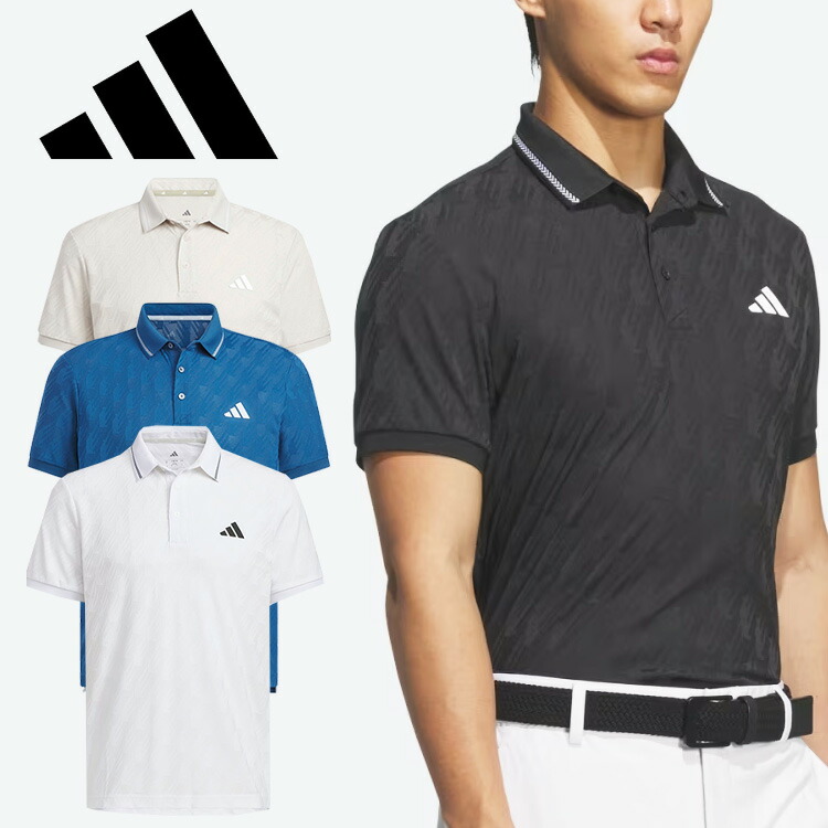 【お買い物マラソンMAX3,500円OFFクーポン発行中!!有効期間:4/14(火)20:00～4/17(金)09:59迄】アディダスゴルフ クライマクール ジャカード 半袖ポロシャツ メンズ 2026春夏 ゴルフウェア QB643