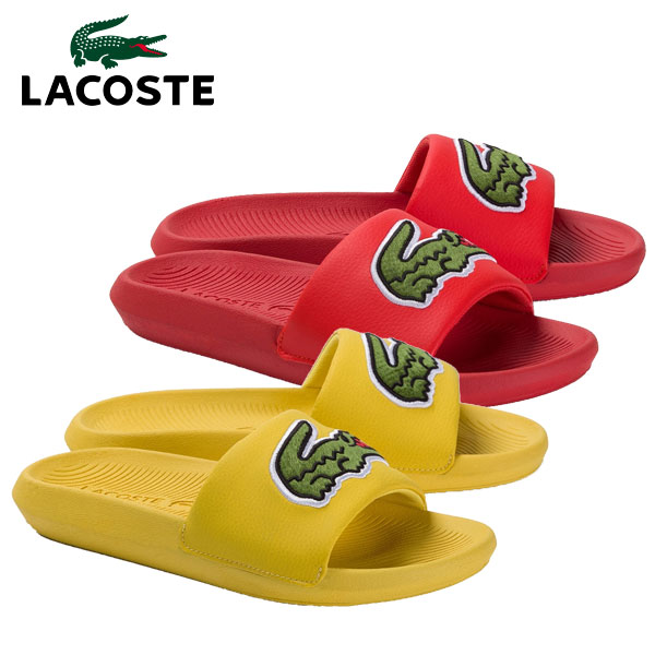 red lacoste slides