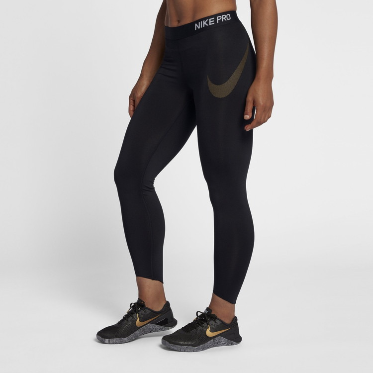 nike pro metallic swoosh leggings