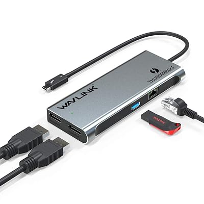 WAVLINK Thunderbolt 3 Mini Dock 縛ステイション/デュアル 4K/最大限度5K 見せびらかす最終生産物/2×DP最終生産物界面/THB3 USB-C界面/USB3.0 A界面/ギガビットイーサネットポート積み上げる、Window