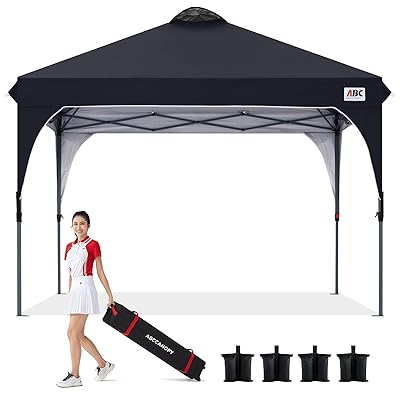 ABCCANOPY タープテント ワンタッチ 3段階調節 ベンチレーション 天井 2m/2.5m/3m アウトドア 簡単 大型 タープ テント キャスターバッグ付き 高耐水圧 遮熱日除け 付属品付き
