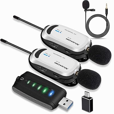 無線電話マイクロホン USB 無線電話いの一番マイクロホン パソコン スマホ相応う 軽さ 小型 2人用 UHF モニタリング Zoom YouTube 吹き込み録画 日本語言いあらわす書 iPhone Android用 UM320