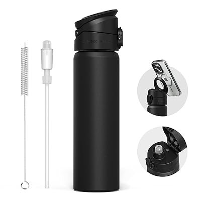 RHINOSHIELD (ライノシールド) AquaStand マグネットボトル 700ml | 保温保冷 ストロー付ステンレス製水筒 ウォーターボトル MagSafe対応ハンドル付 スポーツボトル 角度調節可能な三脚 スマホスタンド 水漏れ防止 -|Annie Store