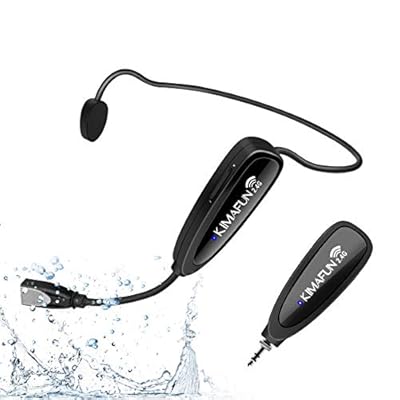 フィットネスワイヤレスマイク KIMAFUN2.4G無線防水ヘッドセットマイク 30m伝送範囲 自動ペア 耳掛式 送信機と3.5mmステレオプラグ受信機付き スピーカー、PC、スマートフォン用 フィットネス/スピニング/ヨガコーチに最適（G100）｜Annie Store