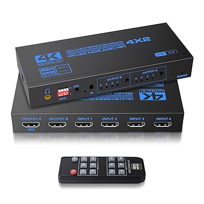 avedio links HDMI 行列 4インプット2最終生産物 4K@60サイクル相応う HDMI音吐引きはなす ARC役立つこと積み上げる 光デジタル+3.5粍ステレオ音吐最終生産物相応う オーディオ引きはなす器 遠隔操作付き添い人 Scaler役立つこと積み上げる