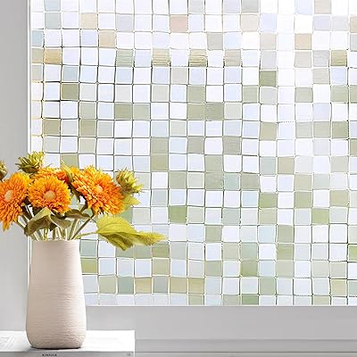 窓 めかくしシート（90CM×2M）半透明のモザイク柄 窓用 フィルム 断熱 遮熱 UVカット 水だけで貼るタイプ 遮光 貼り直しでき 接着剤必要なし 目隠しシート 遮光シート ガラス フィルム 外から見えない Shackcom画像