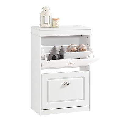 SoBuy シューズボックス 下駄箱 薄型 スリム 靴箱 フラップ おしゃれ 幅54x奥行24x高さ83cm 省スペース シューズラック 靴棚 靴収納 玄関キャビネット 玄関収納 （FSR78-W）｜Annie Store 9,393円
